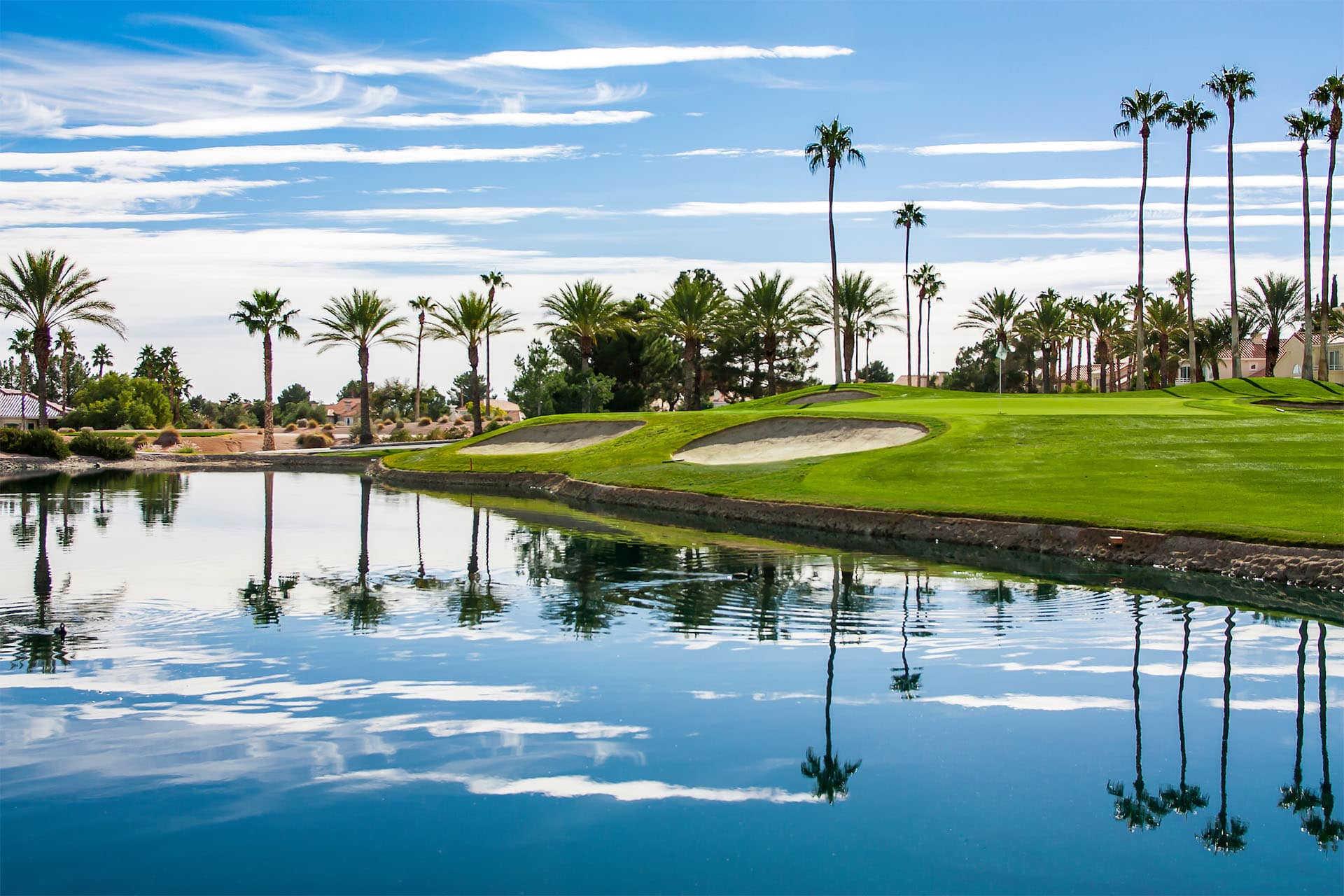 A lush green golf course on a sunny day